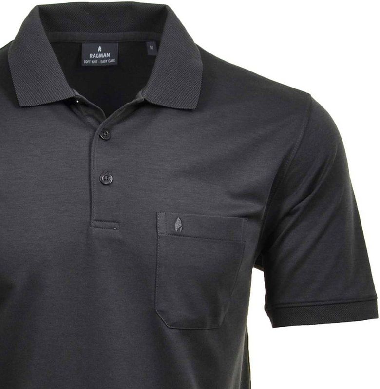 Ragman - Softknit-Polo - Poloshirt - Effen - Met Borstzak en Knoopsluiting