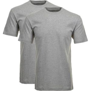 Grijs Mêlee - Casual T-shirt - Katoen - Ronde Hals - Korte Mouwen