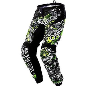 O'NEAL | Motocross Broek Kinderen | Enduro MX | Stretch Inzetstukken, Volledig Gevoerd, Rubberen Stootkussens voor Extra Bescherming | Element Jeugd Broek Attack | Zwart Neon Geel | Maat 27