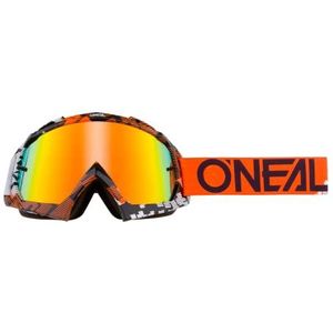 O'NEAL | Bike Bril Motocross Bril | MX MTB DH FR Downhill Freeride | hoogwaardige 1,2 mm 3D-lens voor ultieme helderheid, UV-bescherming | B-10 Goggle | Volwassen Unisex | Oranje Wit | One Maat