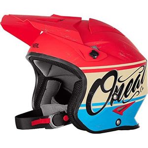 O'NEAL | Motorfiets Helm | Enduro Street Adventure | Lichtgewicht fiberglas buitenlaag, uitneembare en wasbare voering, magnetische sluiting | SLAT Helm VX1 | Volwassen | Rood Blauw | Maat XS