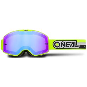 O'NEAL | Bike Bril Motocross Bril | MX MTB DH FR Downhill Freeride | Verstelbare band, optimaal comfort, perfecte ventilatie | B-20 Goggle | Dames | Neon-Geel Zwart gespiegeld | One Maat