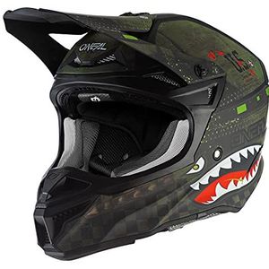 O'NEAL | Motocross Helm | MX Enduro | 2 shells en 2 EPS voor extra veiligheid, ABS shell, rubberen neusbeschermer | 5SRS Polyacrylite Warhawk V.22 Adult | Black Green | XS