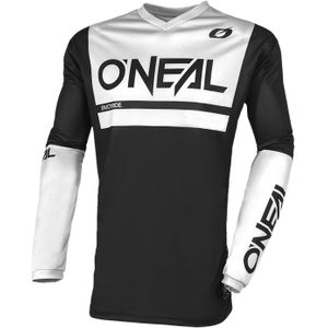 O'NEAL MX Enduro Motorcrossshirt, elleboogbeschermer, gevoerd, V-hals, ademend, Element Jersey Shocker voor volwassenen, Zwart/Wit