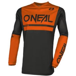 O'NEAL MX Enduro Motorcrossshirt, elleboogbeschermer, gevoerd, V-hals, ademend, Element Jersey Shocker voor volwassenen, Zwart/Oranje