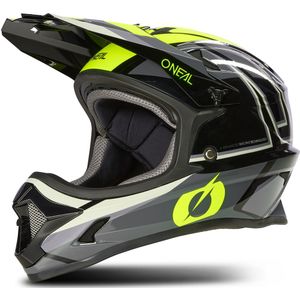 O'NEAL Fullface Mountainbike-helm, MTB DH Downhill FR Freeride, ABS-schaal, magneetsluiting, overtreft robuust ABS, Sonus helm Split V.23, volwassenen, zwart, neon-geel, L