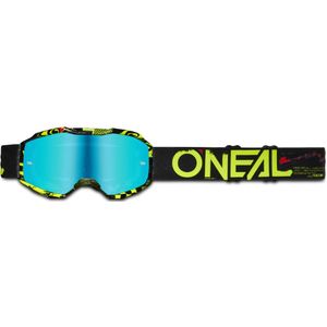 Crossbril Kinderen O'Neal B-10 Attack Zwart-Neon Geel-Radium Blauw