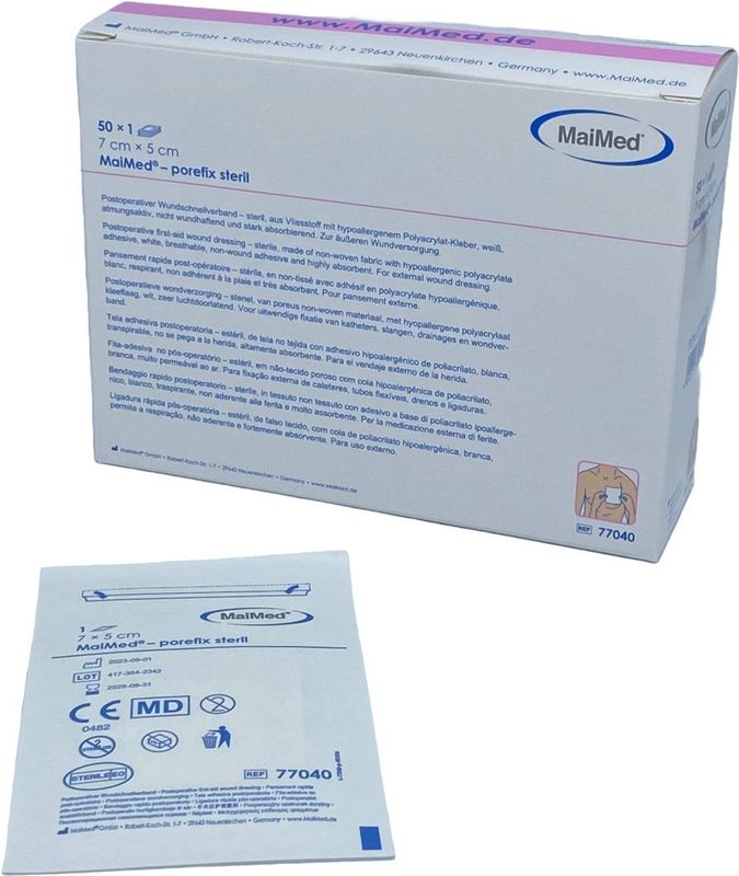Maimed Porefix eilandpleister 7 cm x 5 cm wondpleister kleefverband latexvrij 50 stuks