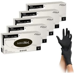 MaiMed Eenmaal U-handschoenen, zwart nitril poedervrij Gr. S, 1000 Stück