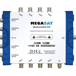 Megasat - Multiswitch 5/8 - Multischakelaar - - 4 x Satellietantenne - 8 x RF-uitgang