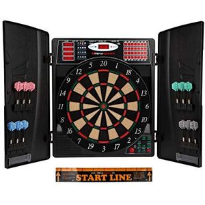 UItrasport elektronisch dartbord met deurtjes, klassieke dart voor 16 spelers, dartspel met led-display, 38 spellen en veel varianten/dartschijven inclusief 12 zachte pijlen en gesloten deuren.