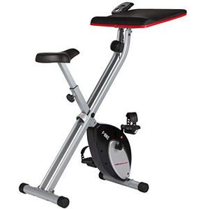 Ultrasport F-Bike Werk, thuistrainer met werkstation, thuis apparaat, fitnessbike met console en polssensor aan het stuur, opvouwbaar, max. gebruikersgewicht: tot 100 kg, Zilver/Zwart