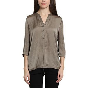 Berydale Damen Bluse mit V-Ausschnitt und Knopfleiste, Olivgrün, L
