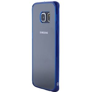Ultratec Smartphone Hybrid beschermhoes/schaal met gekleurde TPU rand voor Samsung S6 Edge, incl. Zak met rits, transparant/blauw