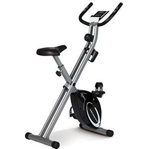 Ultrasport F-Bike, F-Rider Basics, Fietstrainer, Fitnessbike LCD Training Computer, Opvouwbare Hometrainer, Maximaal Gebruikersgewicht 110kg, Polsslagmeting, 8 Weerstandsniveaus, Trimwiel, Zilver