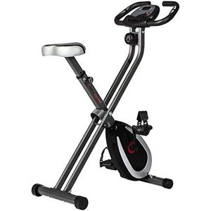 Ultrasport F-Bike 250 fietstrainer met trainingscomputer en app, handpolssensor, opvouwbare hometrainer met 8 weerstandsniveaus, maximaal gebruikersgewicht 100 kg, Donkergrijs en Zwart