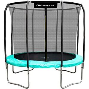 Ultrasport ronde trampoline, goede veiligheidsuitrusting, ronde trampoline voor complexe springtechnieken, stabiel Omlijsten, buitentrampoline in 2 maten, ø 274x396 cm