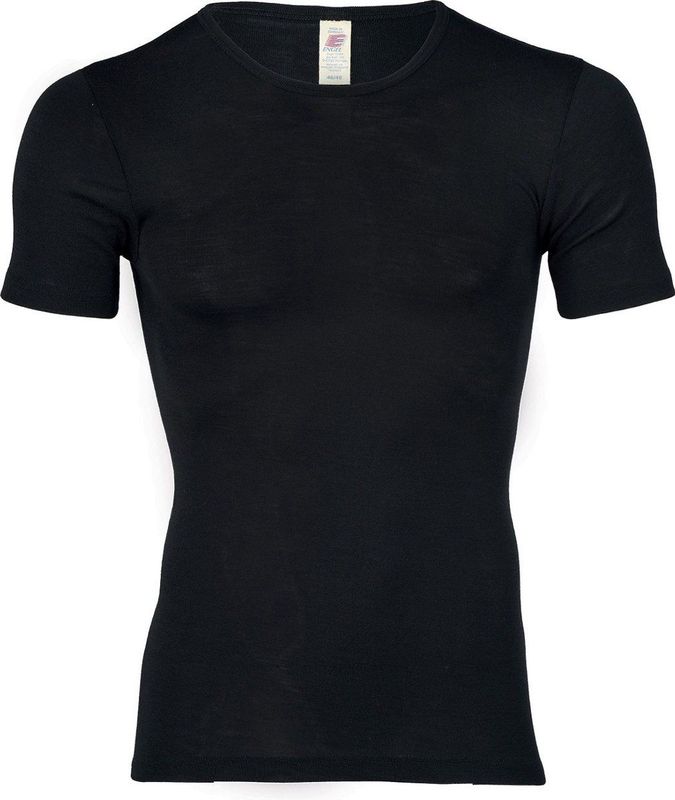 Engel Natur - T-Shirt - Korte Mouw - Zwart - 30% Zijde, 70% Bio Merinowol