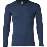 Engel Natur Heren Shirt Lange Mouw Zijde - Bio Merino Wol GOTS - navy blauw (M)