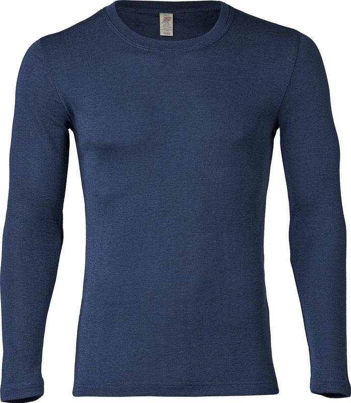 Engel Natur Heren Shirt Lange Mouw Zijde - Bio Merino Wol GOTS - navy blauw (M)