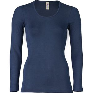 Engel Natur Dames Shirt Lange Mouw Zijde Merino Wol GOTS - wol navy blauw (L)