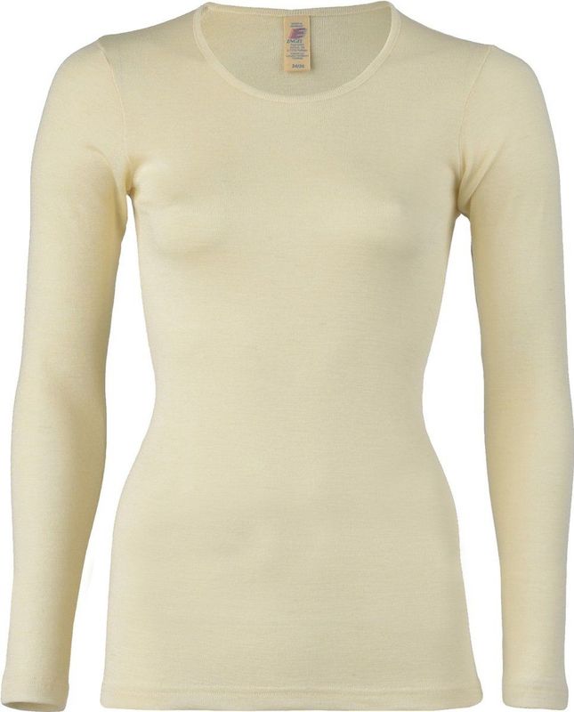 Dames Shirt Merino Wol - Lange Mouw - Longsleeve - Engel Natur - IVN Best Gecertificeerd - Gebroken Wit - 38/40 Medium