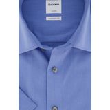 OLYMP - Luxor - Overhemd - Midden Blauw - Korte Mouw - Strijkvrij