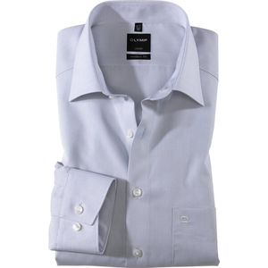 OLYMP - Grijs Effen Overhemd - 100% Katoen - Kent Kraag - Lange Mouwen