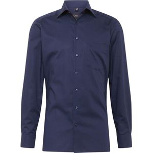 Olymp zakelijk overhemd Luxor Modern Fit navy effen katoen