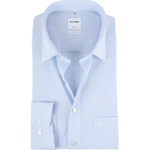 OLYMP - Luxor - Overhemd - Blauw - Gestreept - Lange Mouw - 100% Katoen