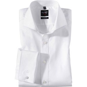 OLYMP - Level 5 - Overhemd - Wit - Dubbele Manchet - Strijkvriendelijk