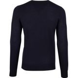 OLYMP Level 5 body fit trui wol met zijde - V-hals - marine blauw