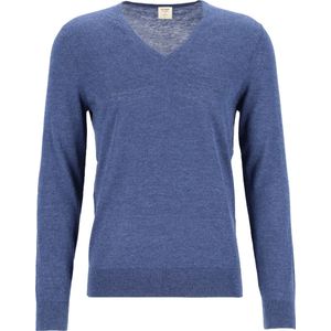 OLYMP Level 5 body fit trui wol met zijde - V-hals - royal blauw