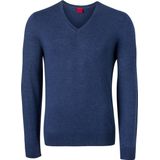 OLYMP Level 5 body fit trui wol met zijde - V-hals - royal blauw