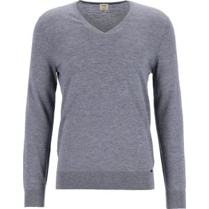 OLYMP Level 5 body fit trui wol met zijde - V-hals - grijs