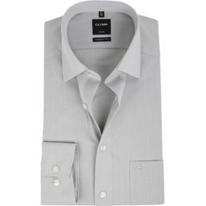 OLYMP - Grijs Effen Overhemd - 100% Katoen - Kent Kraag - Lange Mouwen