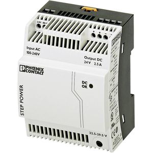 Phoenix Contact STEP-PS/1AC/24DC/2.5 Switch-Mode DIN-rail voeding 60W, 85→ 264V ac, 24V dc / 2.5A