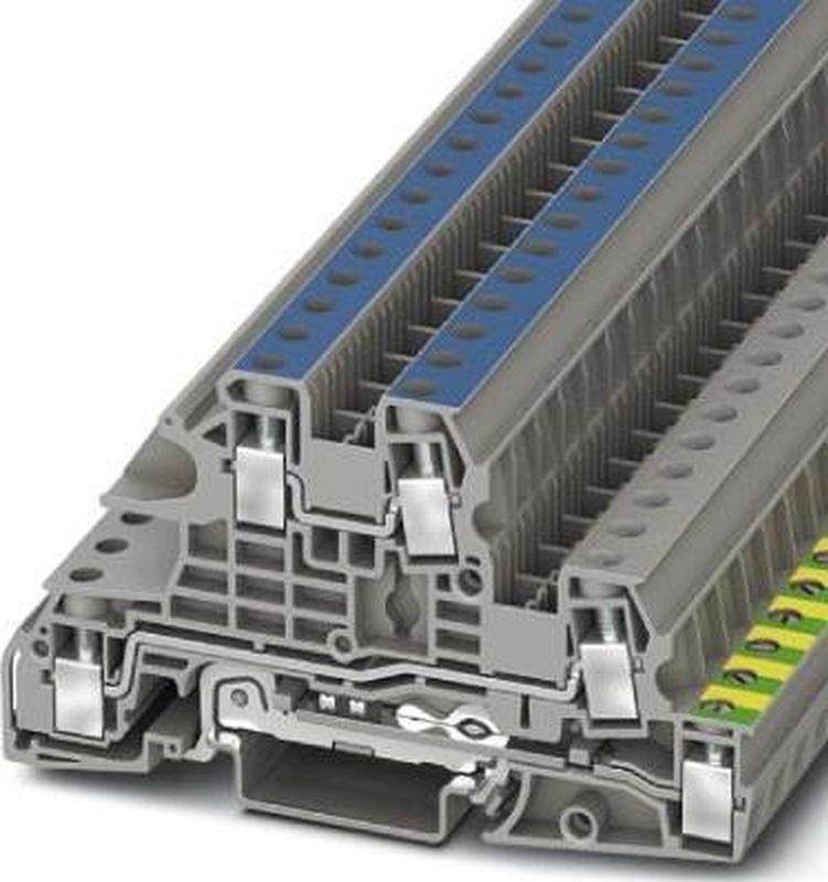 Phoenix Contact - UTI 6-PE/L/N 3076041 - Installatiebeveiligingsgeleider Aansluitblok - Grijs - 400 V - 38 A