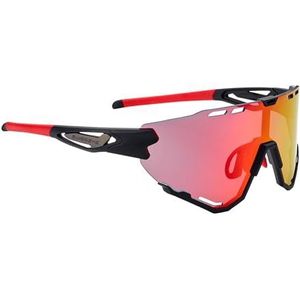 SWISSEYE Mantra Sportbril (100% UVA-, UVB- en UVC-bescherming, verstelbare neus en rubberen beugeluiteinden, splintervrij materiaal TR90, incl. etui), zwart mat/rood