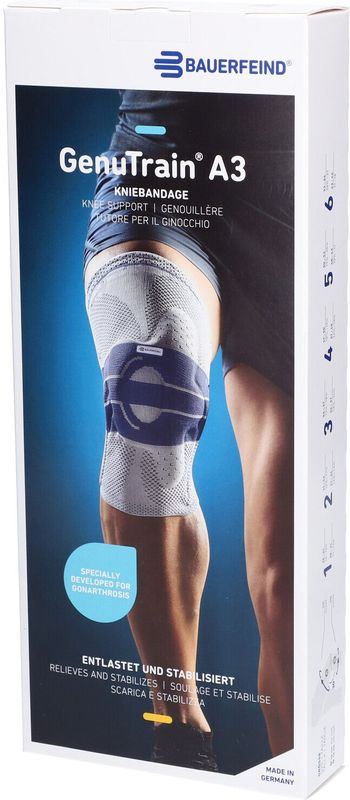 Bauerfeind - GenuTrain A3 - Kniebrace - Grijs - Rechts