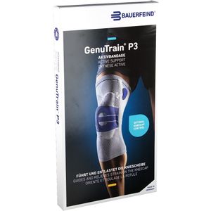 Bauerfeind Genutrain P3 Kniebrace - Maat: 3 - Kleur: Titan - Zijde: Links