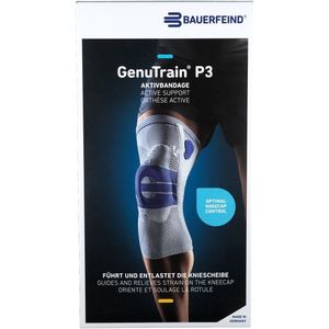 Bauerfeind Genutrain P3 Kniebrace - Maat: 5 - Kleur: Titan - Zijde: Links