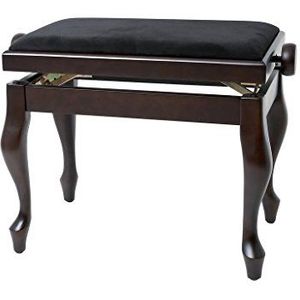 GEWA Pianobank Deluxe Classic (massief hout, breukbelasting van 2 ton, zitting van 52x30 cm, nauwkeurig schaarmechanisme, hoogte van 45 tot 57 cm), zwart hoogglans