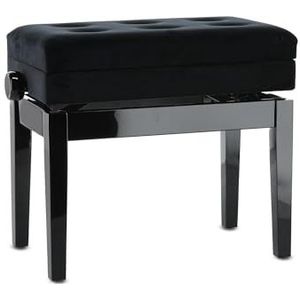 GEWA Pianobank Deluxe Compartiment (massief hout, breukbelasting van 2 ton, zitting van 52x30 cm, nauwkeurig schaarmechanisme, hoogte van 48 tot 57 cm), zwart hoogglans