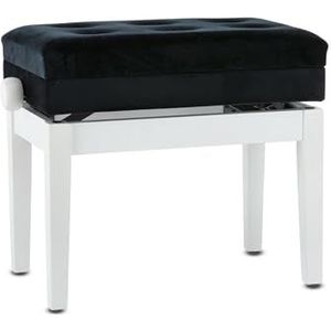 GEWA pianokruk Deluxe Compartment, pianokruk met muziekvak (massief hout, breukbelasting van 2 ton, zitvlak van 57 x 35 cm, precies schaarmechanisme, hoogte van 52 tot 61 cm), mat wit