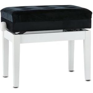 GEWA pianokruk Deluxe Compartiment (massief hout, breukbelasting van 2 ton, zitting van 52x30 cm, precies schaarmechanisme, hoogte van 48 tot 57 cm), wit mat