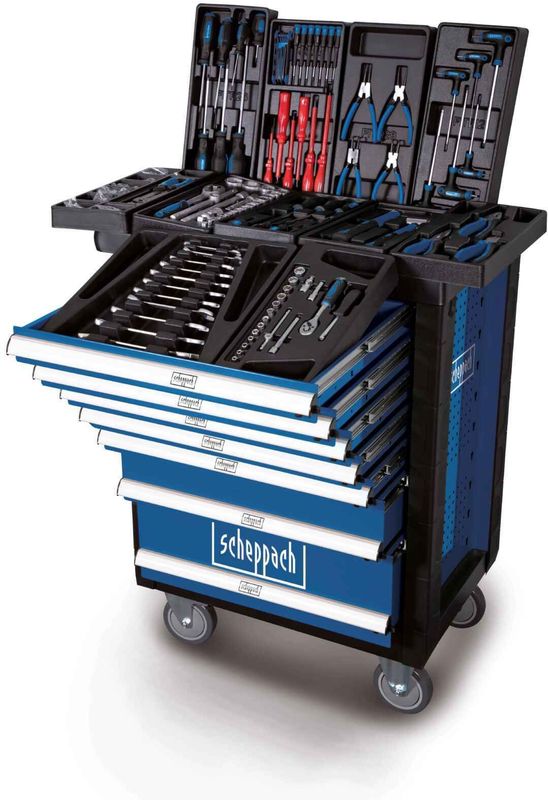 Scheppach - TW1000 - Gevulde Gereedschapskar - 263-delig - Duurzaam en Flexibel
