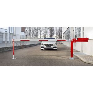 Mannus Wegversperring, staal, met contragewicht en vaste eindsteun, slagboomlengte 6 m