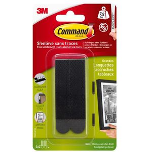 Command Plakstrip, zwart, 4 x 2 grote L (8 strepen). Voor zwaar gewicht, afbeeldingen ophangen zonder boren, strips houden tot 7,2 kg, zonder resten te verwijderen
