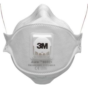 3M 9332+ Aura Isolatie en Hardhout Respirator, FFP3, Klep